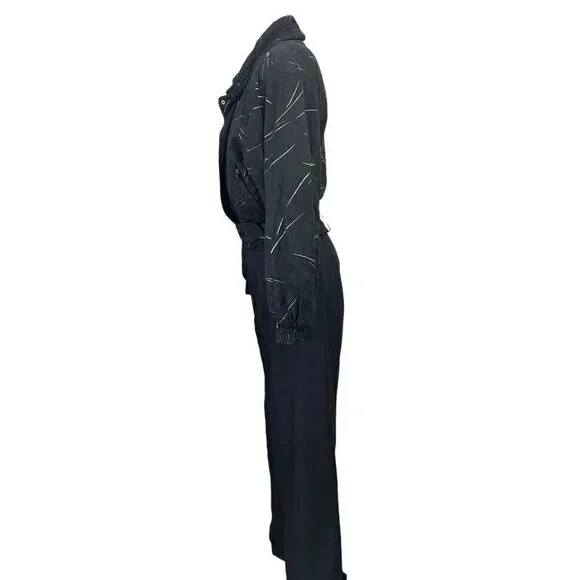 Skea Paris/Vail Vintage Womens Ski‎ Snowboard Suit, Black/Gold Belted Sz 8 - Picture 3 of 12